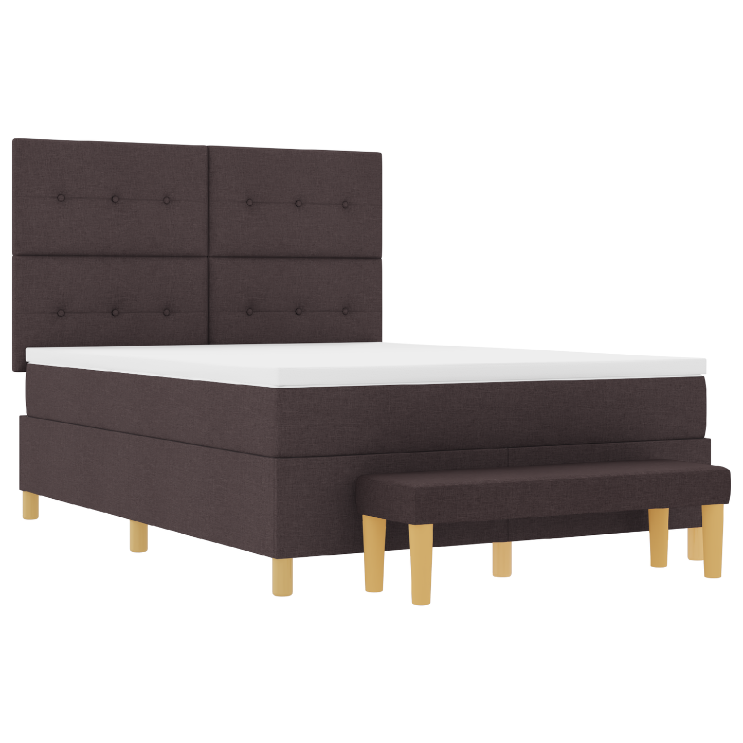 Box Spring Seng Med Madras Mørk Brun 160 X 200 Cm Stof