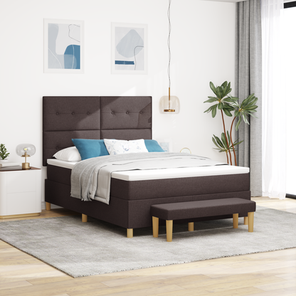 Box Spring Seng Med Madras Mørk Brun 160 X 200 Cm Stof