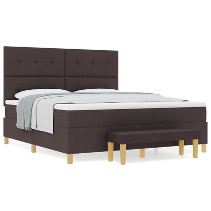 Box Spring Seng Med Madras Mørkebrun 180 X 200 Cm Stof