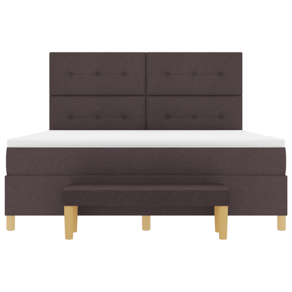 Box Spring Seng Med Madras Mørkebrun 180 X 200 Cm Stof