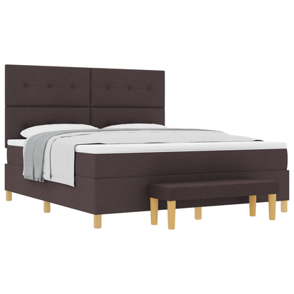 Box Spring Seng Med Madras Mørkebrun 180 X 200 Cm Stof