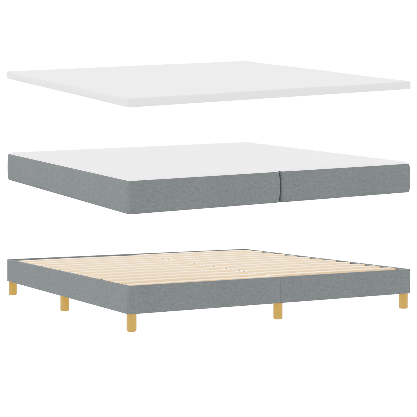 Box Spring Seng Med Madras Lysegrå 200 X 200 Cm Stof