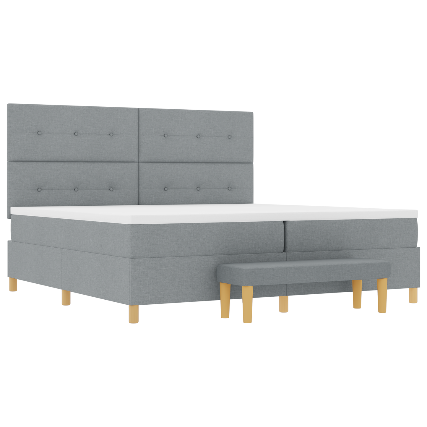 Box Spring Seng Med Madras Lysegrå 200 X 200 Cm Stof