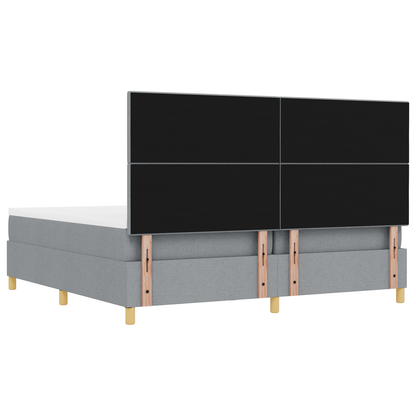 Box Spring Seng Med Madras Lysegrå 200 X 200 Cm Stof