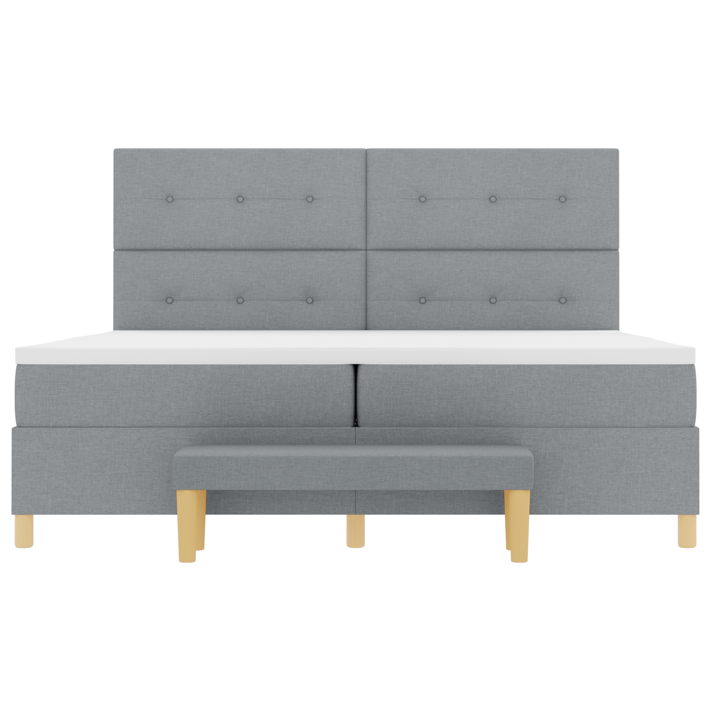 Box Spring Seng Med Madras Lysegrå 200 X 200 Cm Stof