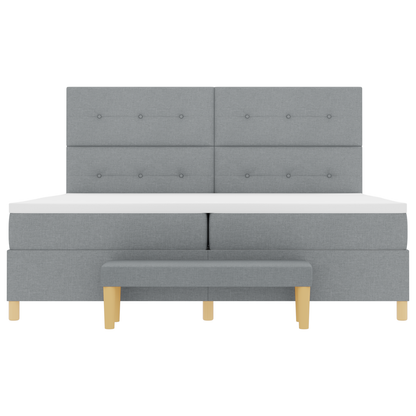 Box Spring Seng Med Madras Lysegrå 200 X 200 Cm Stof