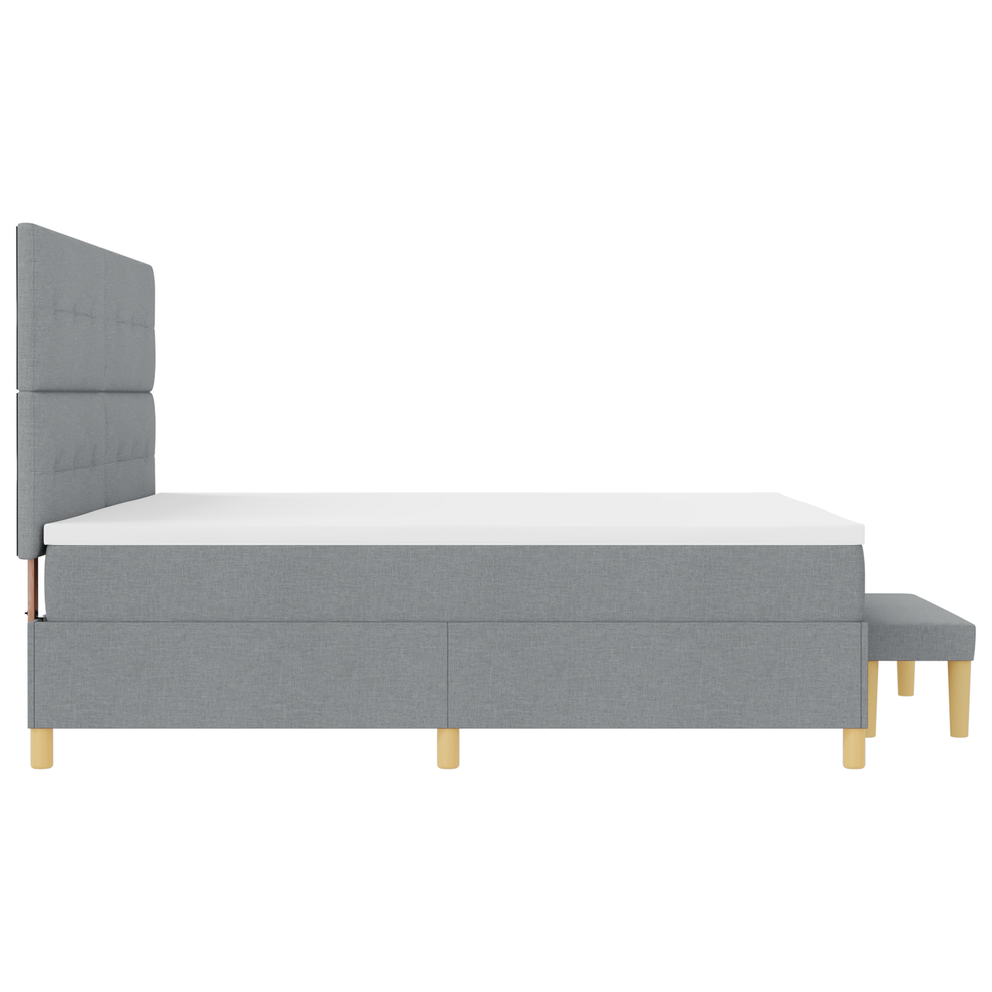 Box Spring Seng Med Madras Lysegrå 200 X 200 Cm Stof