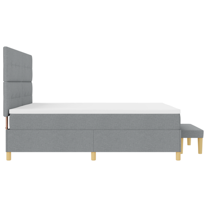 Box Spring Seng Med Madras Lysegrå 200 X 200 Cm Stof