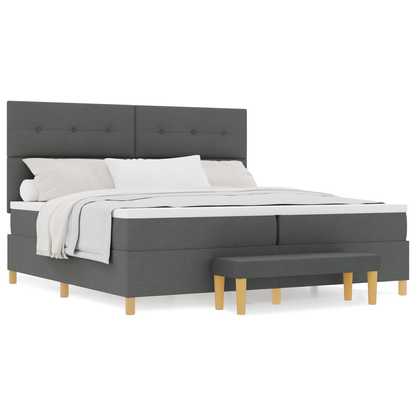 Box Spring Seng Med Madras Mørkegrå 200 X 200 Cm Stof