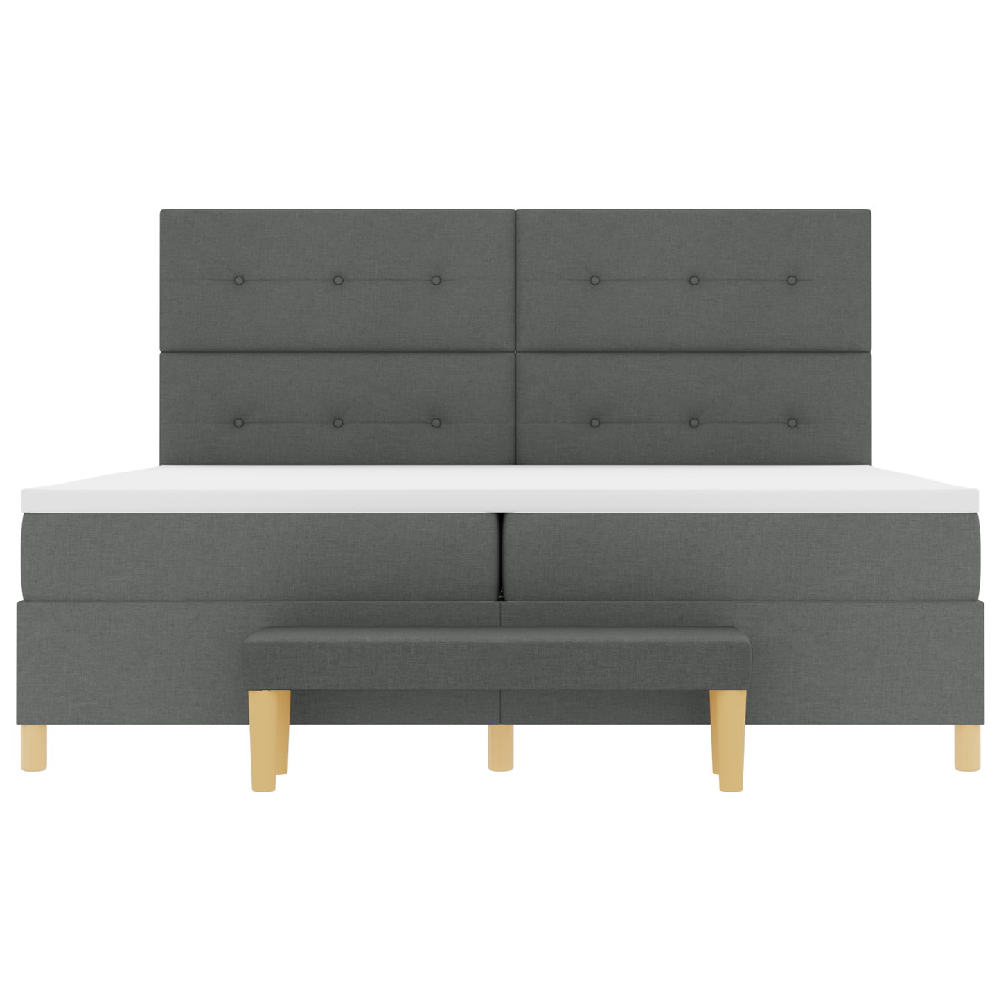 Box Spring Seng Med Madras Mørkegrå 200 X 200 Cm Stof