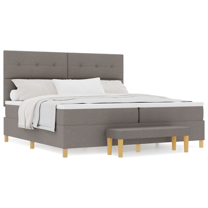 Box Spring Seng Med Madras Gråbrun 200 X 200 Cm Stof