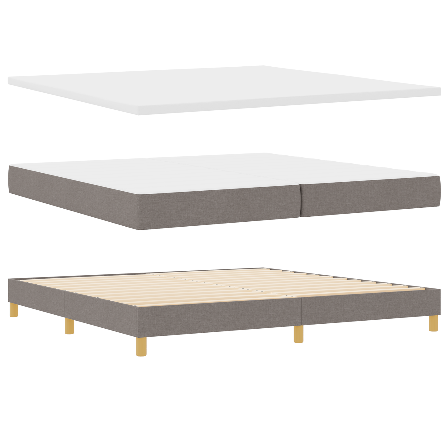 Box Spring Seng Med Madras Gråbrun 200 X 200 Cm Stof