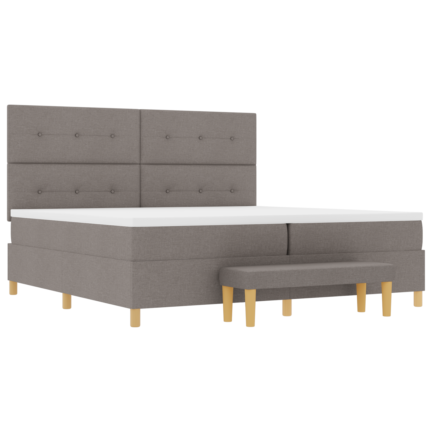 Box Spring Seng Med Madras Gråbrun 200 X 200 Cm Stof