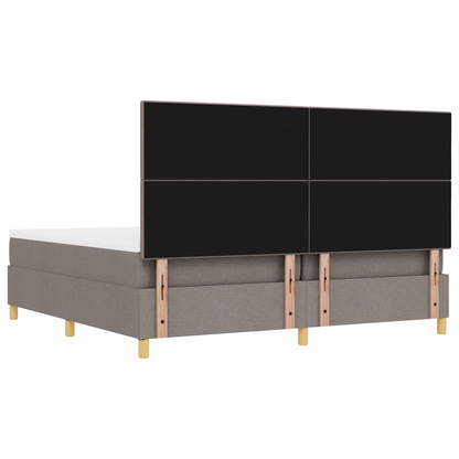 Box Spring Seng Med Madras Gråbrun 200 X 200 Cm Stof