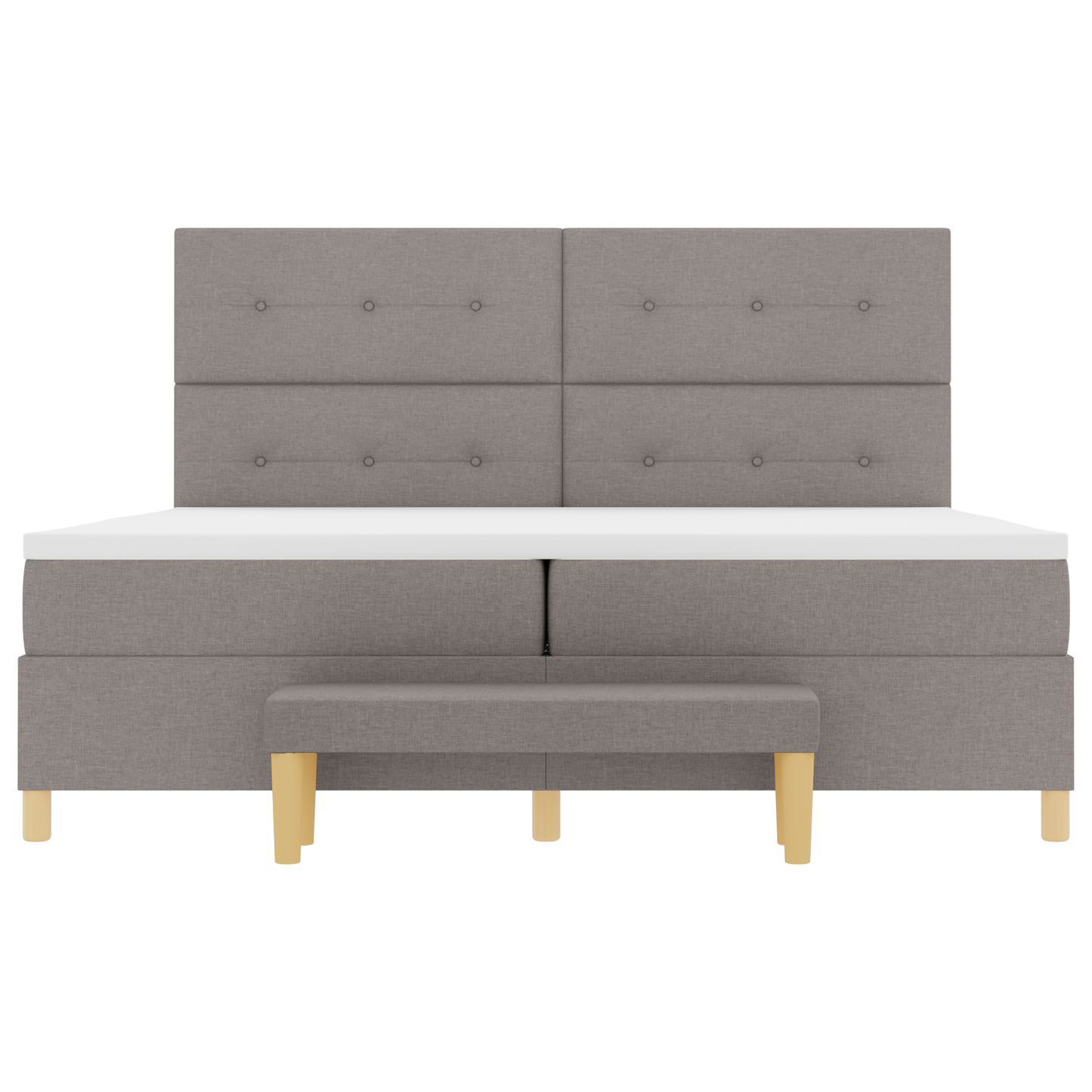 Box Spring Seng Med Madras Gråbrun 200 X 200 Cm Stof