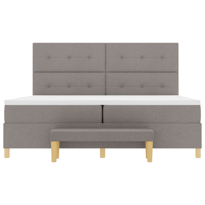 Box Spring Seng Med Madras Gråbrun 200 X 200 Cm Stof