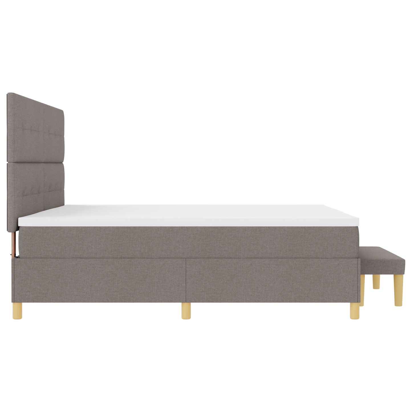 Box Spring Seng Med Madras Gråbrun 200 X 200 Cm Stof