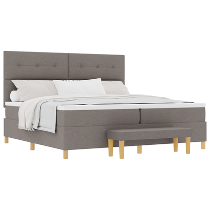 Box Spring Seng Med Madras Gråbrun 200 X 200 Cm Stof