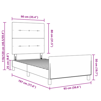 Sengestel Med Hovedgærde Lysegrå 90 X 190 Cm Fløjl