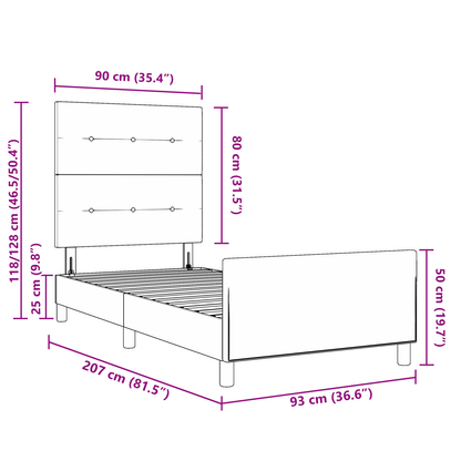Sengestel Med Hovedgærde Mørkegrå 90 X 200 Cm Fløjl