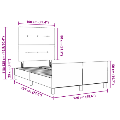 Sengestel Med Hovedgærde Sort 120 X 190 Cm Fløjl