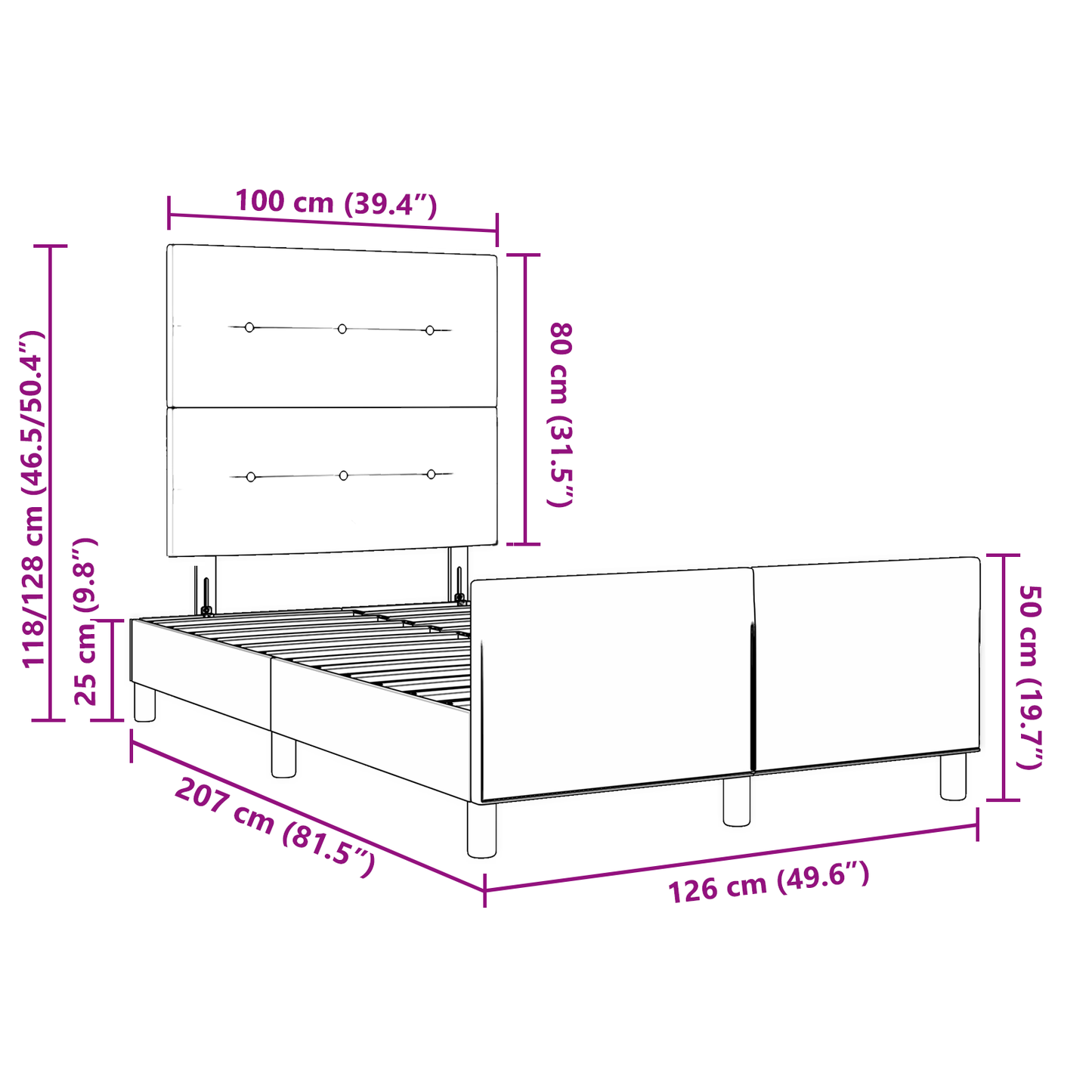Sengestel Med Hovedgærde Mørkegrå 120 X 200 Cm Fløjl