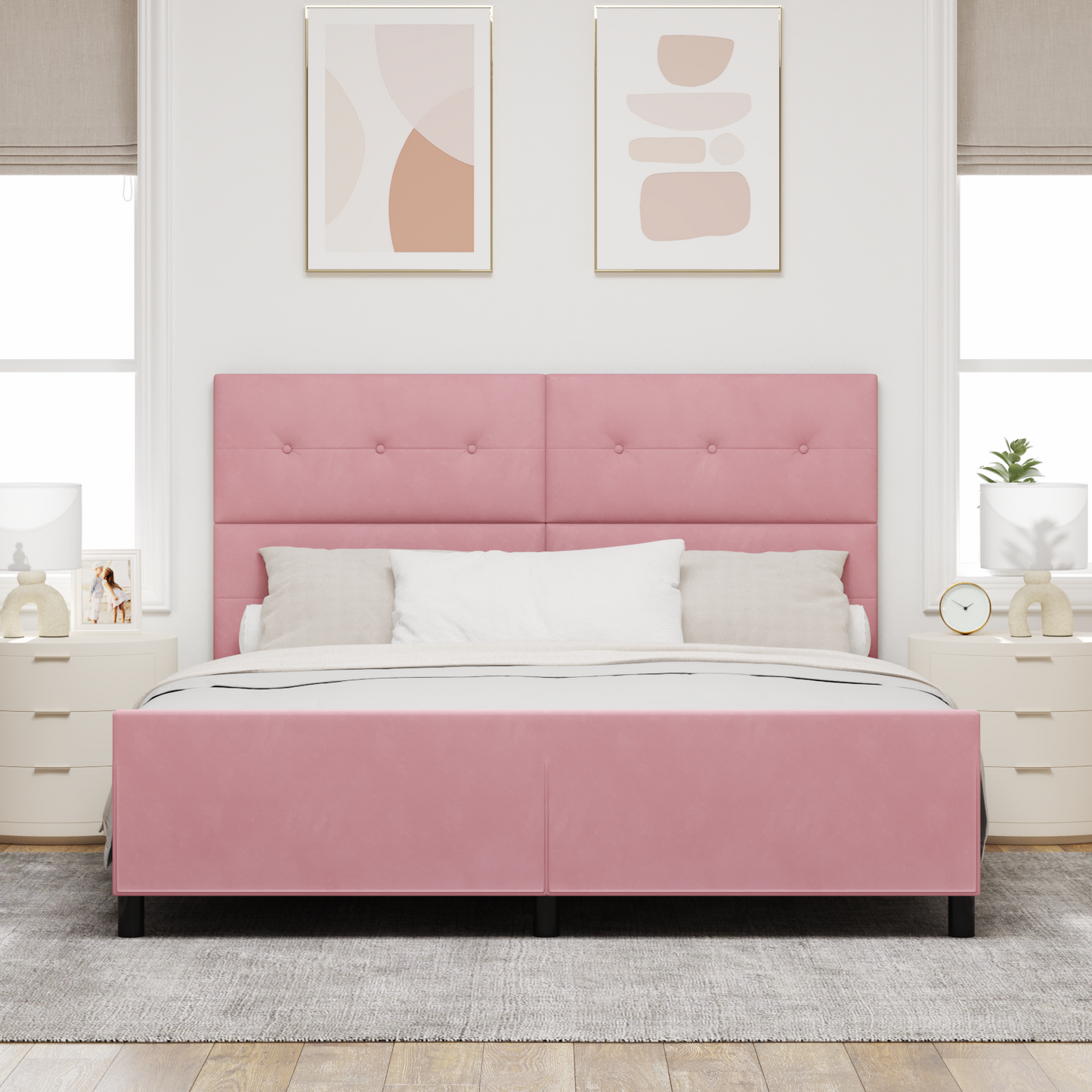 Pink Fløjl Sengestel 180X200 Cm