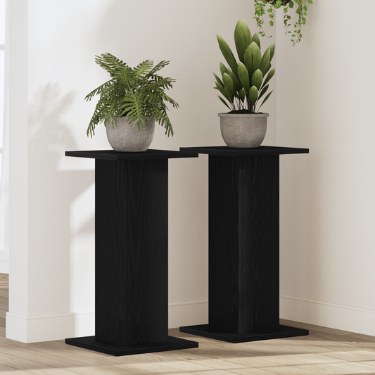 Højttalerstativer 2 Stk Sort Eg 30X30X60 Cm Konstrueret Træ