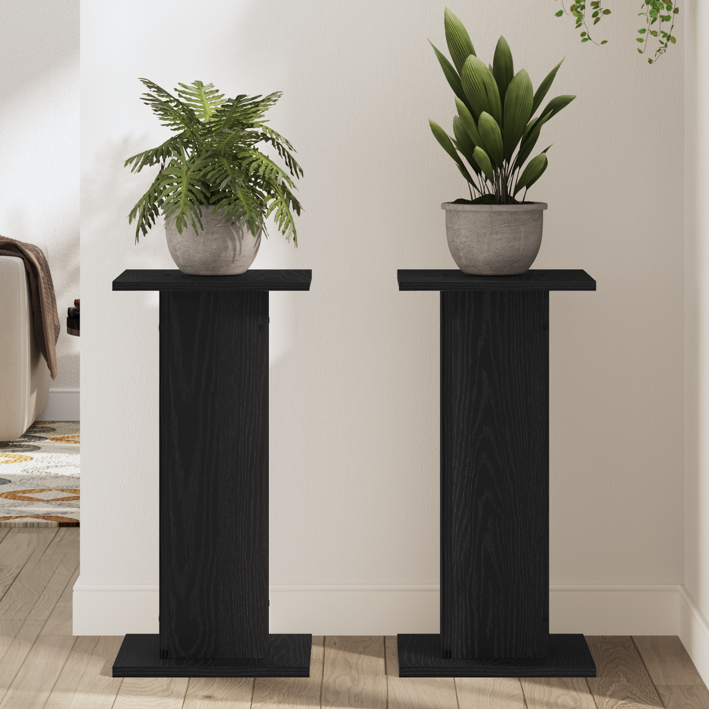 Højttalerstativer 2 Stk Sort Eg 30X30X60 Cm Konstrueret Træ