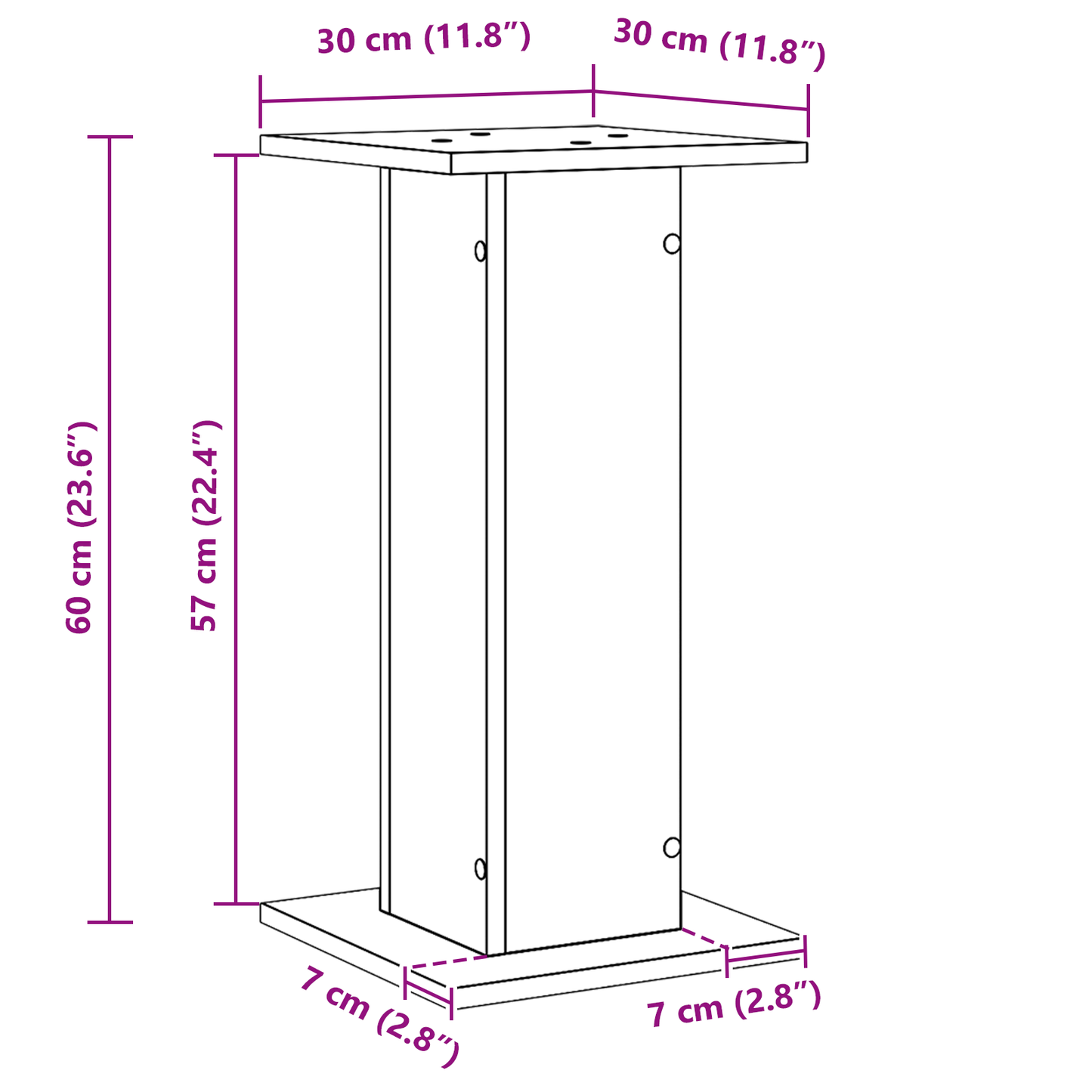 Højttalerstativer 2 Stk Sort Eg 30X30X60 Cm Konstrueret Træ
