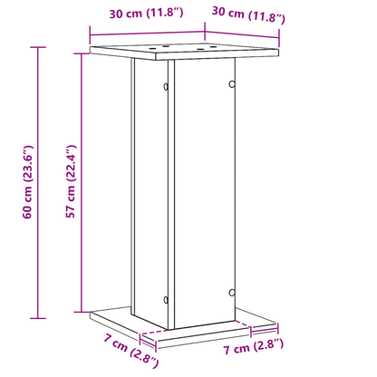 Højttalerstativer 2 Stk Sort Eg 30X30X60 Cm Konstrueret Træ