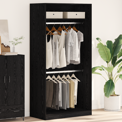 Sort Egetræ Garderobe - 100X50X200 Cm