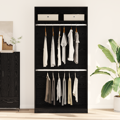 Sort Egetræ Garderobe - 100X50X200 Cm