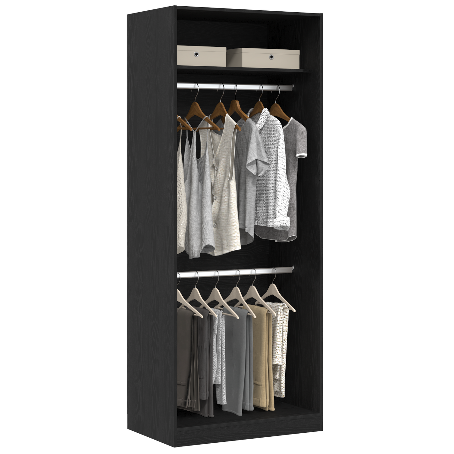Garderobe Sort Eg 80X50X200 Cm Bygget Af Træ