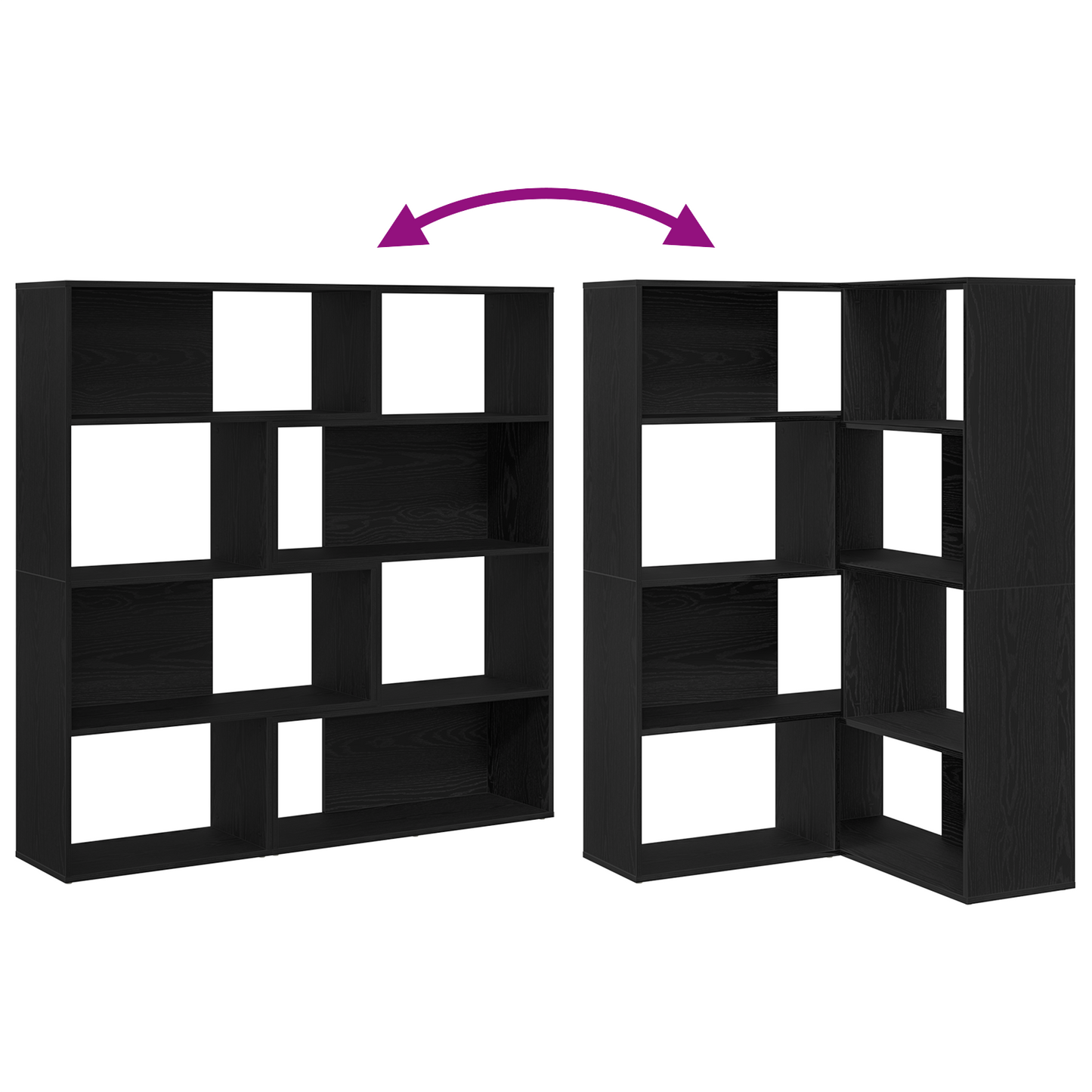 Bogskab Sort Eg 140 X 30 X 140 Cm Konstrueret Træ
