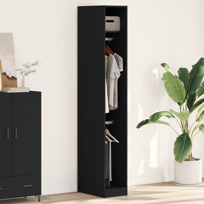 Garderobe I Sort Eg 30X50X200 Cm Lavet Af Konstrueret Træ