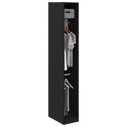 Garderobe I Sort Eg 30X50X200 Cm Lavet Af Konstrueret Træ