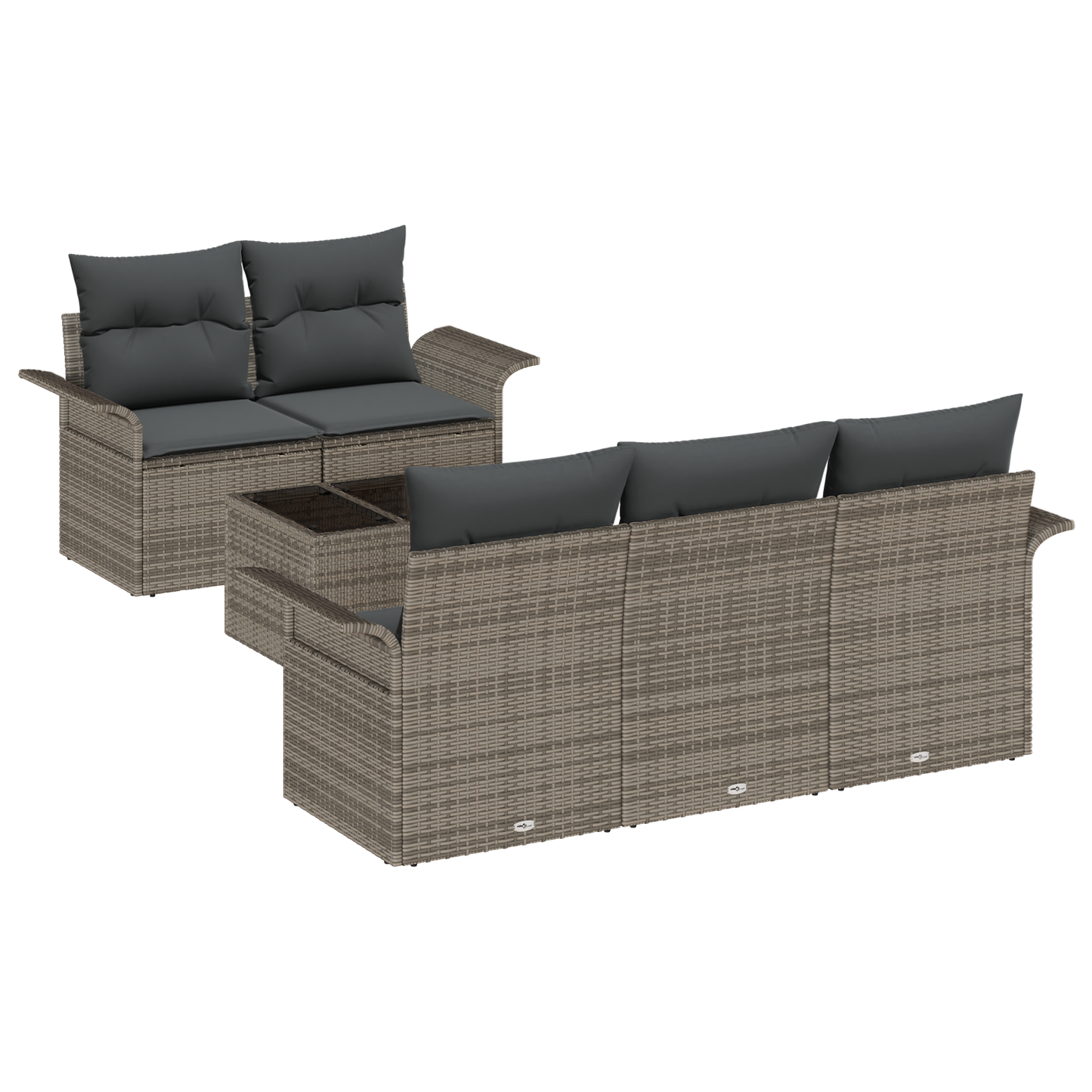 6 Dels Have Sofa Sæt Med Puder Grå Poly Rattan