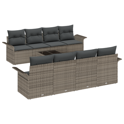 9-Delt Have Sofa Sæt Med Puder Grå Poly Rattan