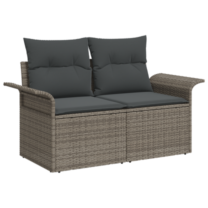 4 Delers Have Sofasæt Med Puder Grå Poly Rattan