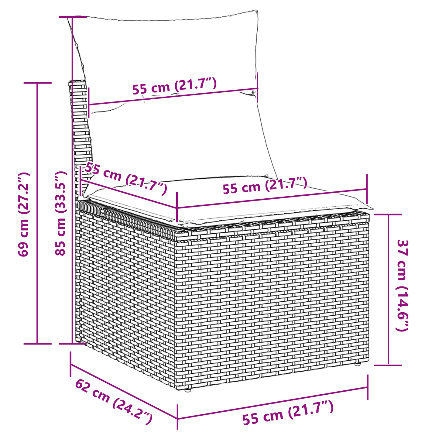 4 Delers Have Sofasæt Med Puder Grå Poly Rattan