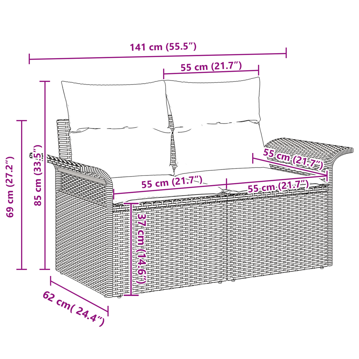 4 Delers Have Sofasæt Med Puder Grå Poly Rattan