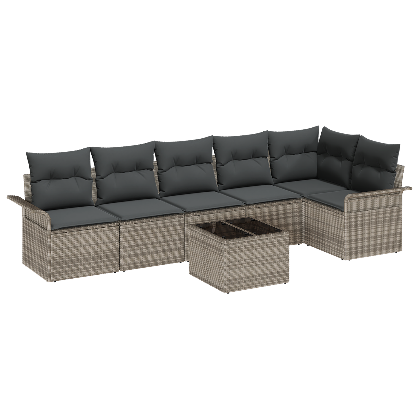 6 Delt Have Sofa Sæt Med Puder Sort Poly Rattan