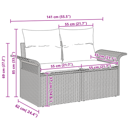 6 Delt Have Sofa Sæt Med Puder Sort Poly Rattan