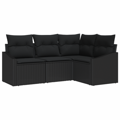 4 Stk. Have Sofa Sæt Med Puder Sort Poly Rattan