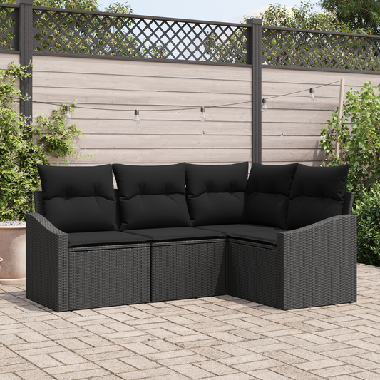 4 Stk. Have Sofa Sæt Med Puder Sort Poly Rattan
