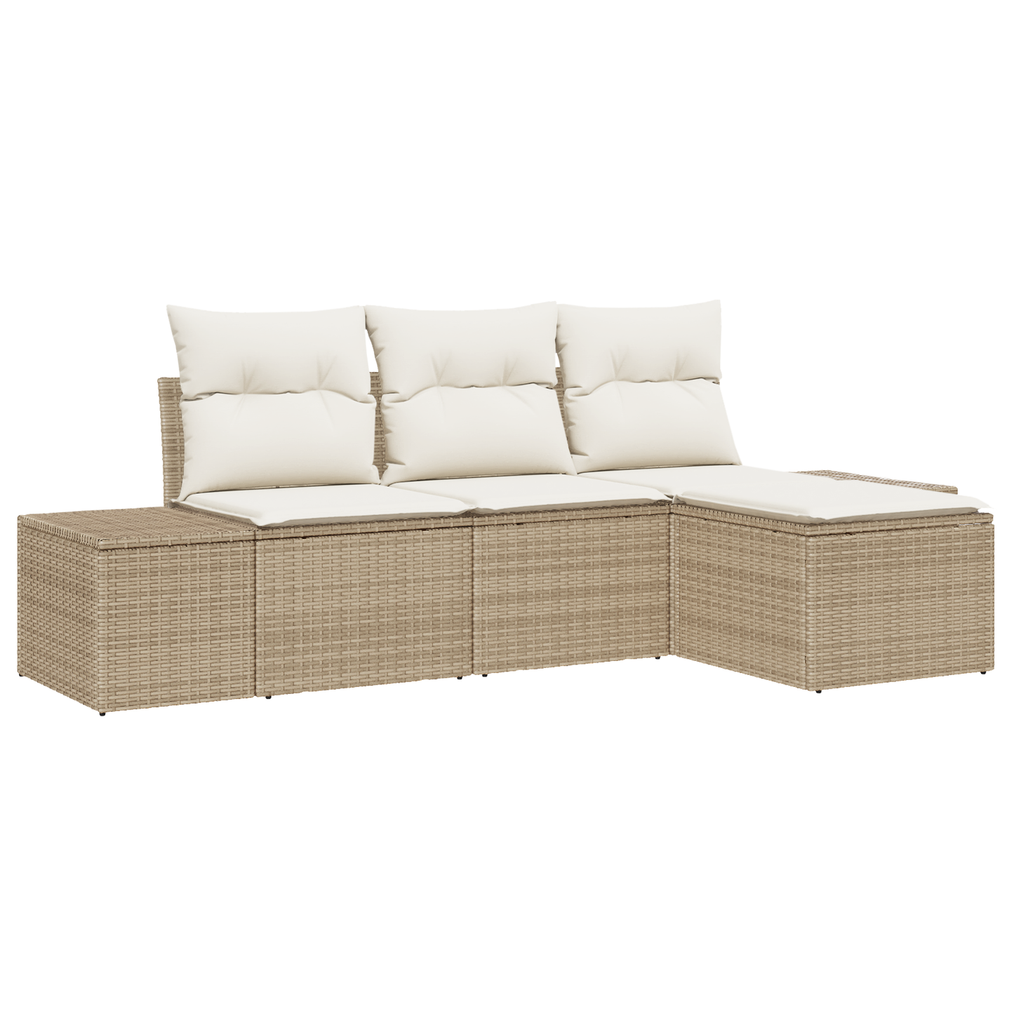 4 Personers Havemøbel Sæt Med Hynder Beige Poly Rattan