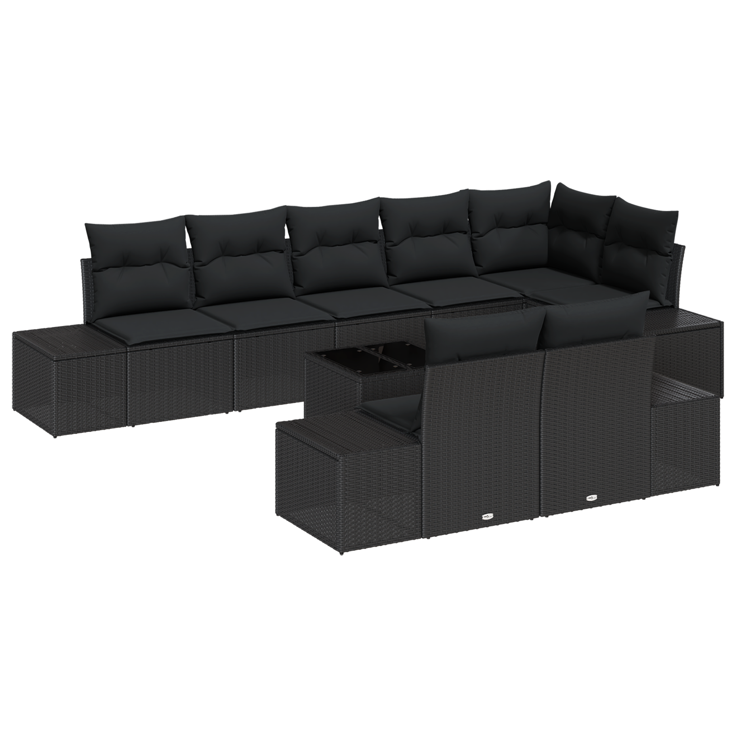9 Pcs Havemøbelsæt Med Puder Beige Poly Rattan