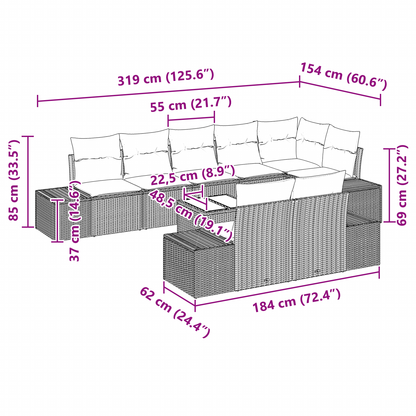 9 Pcs Havemøbelsæt Med Puder Beige Poly Rattan