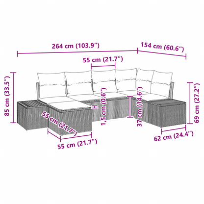 6 Delers Have Sofa Sæt Med Pudef Beige Poly Rattan